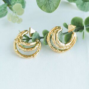 Alexis Bittar Brut Gold Crystal Thorn Orbit Hoop Earrings